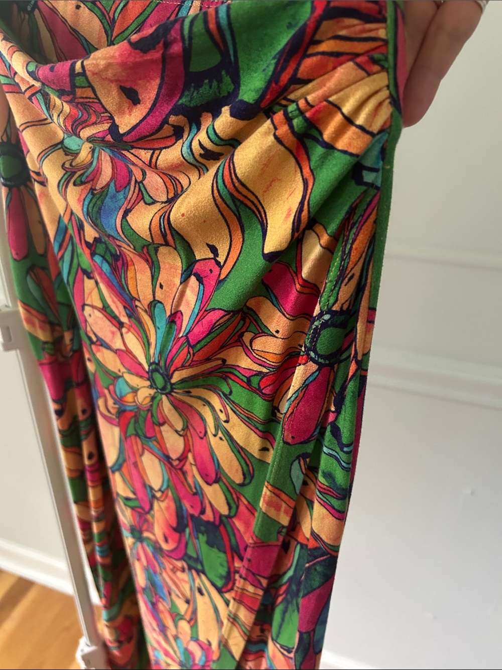FARM Rio Green Floral Midi Skirt with Pink and Orange Accents - Picture 3 of 6